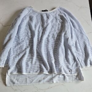 Orly Plus Size Blue Striped Long Sleeve Sweater